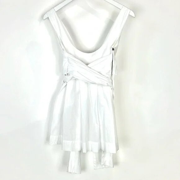 Marni White Cotton Sleeveless Wrap-Tie Blouse